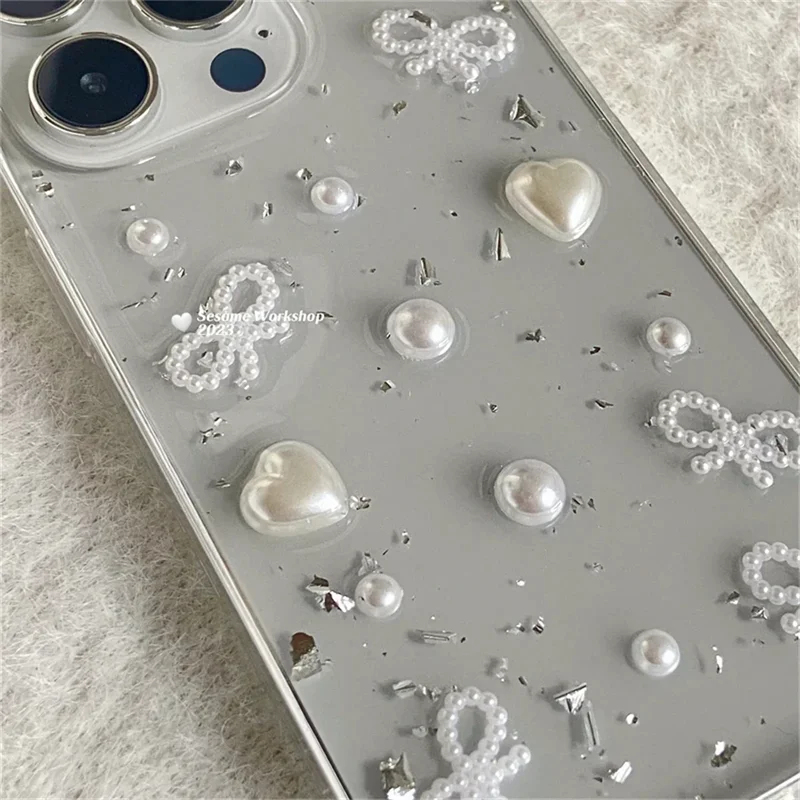 Phone Accessories Wholesale In China - 3D 진주 리본 은박 폰 케이스
