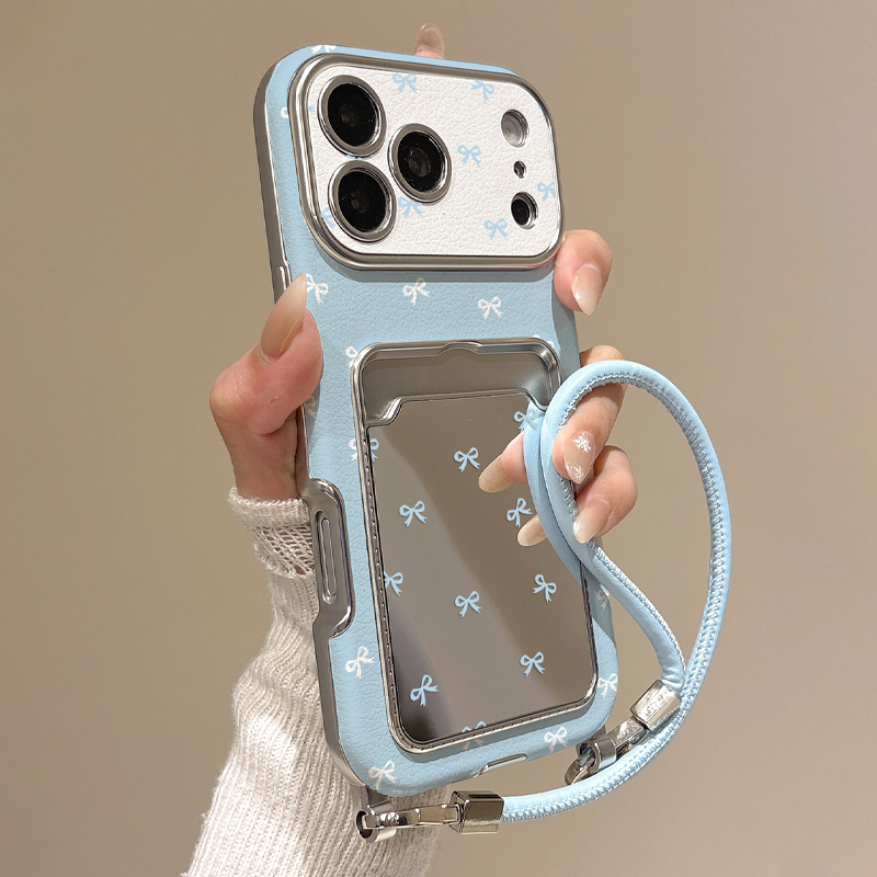 Phone Accessories Holder - 귀여운 리본 거울 카드 홀더 폰