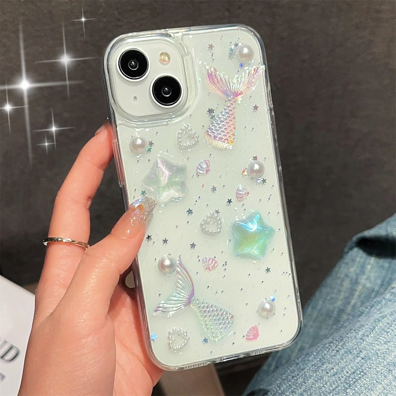 패션 3D 레이저 피쉬테일 쉘 스타 에폭시 스팽글 폰  - Phone Accessories Wholesale In China 리뷰 및 가격