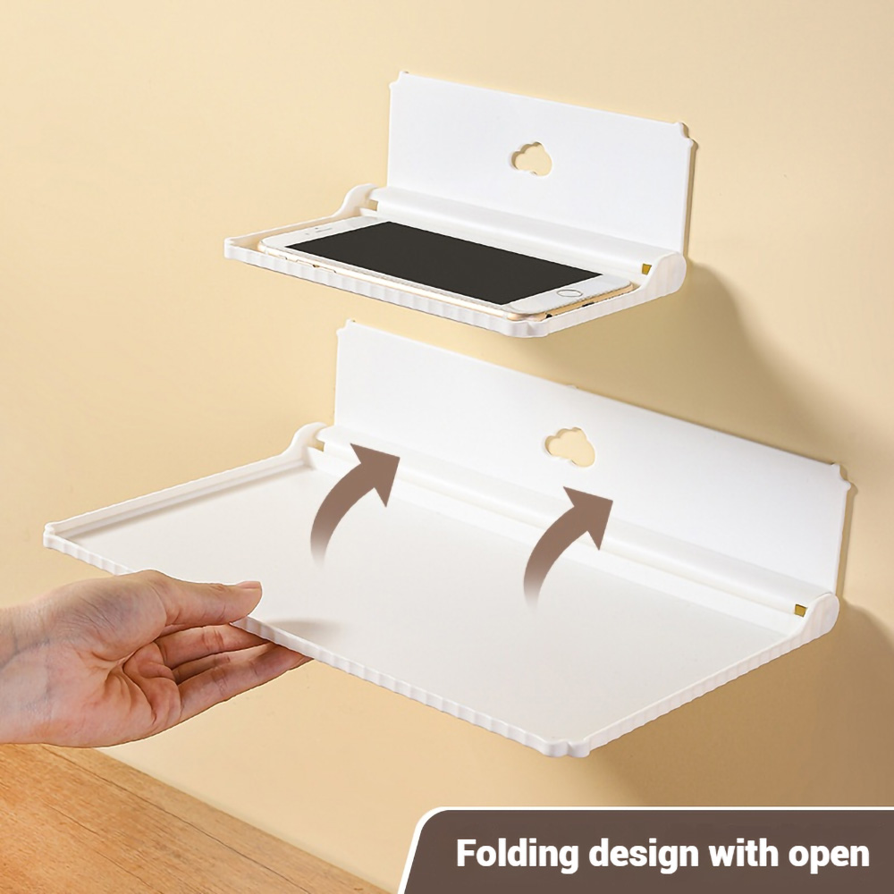 구멍 없이 접이식 벽걸이 수납 선반, 자가 접착 미니  - Phone Accessories Holder 리뷰 및 가격